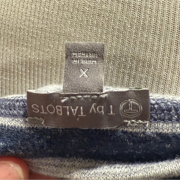 T by Talbots Striped Navy and Cream Sweatshirt Size X - Picture 4 of 5